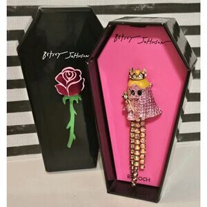 Betsey Johnson Brooch Rhinestone Halloween Ghost Fairy Princess Pin Brooch
